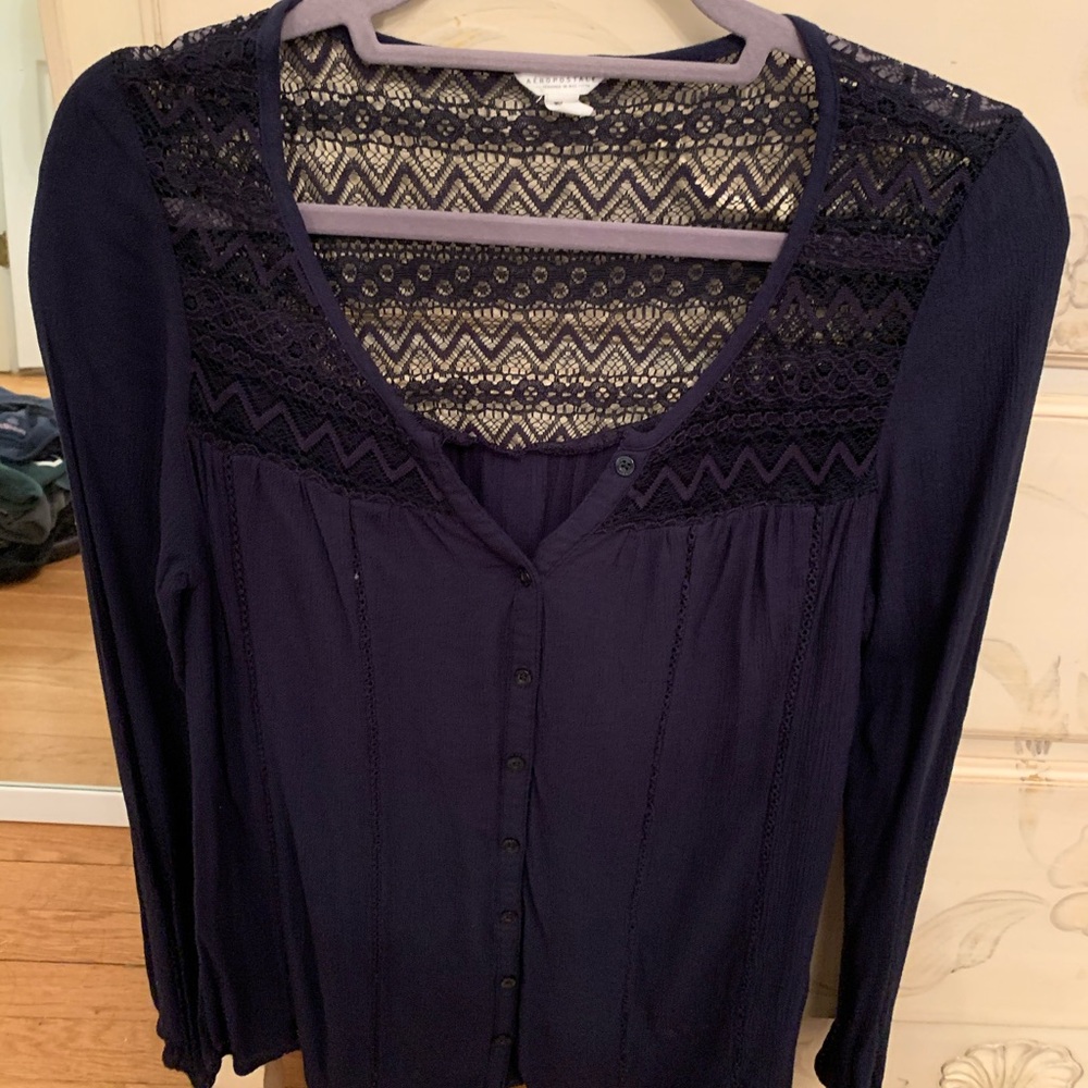 Navy blue lace Aeropostale button down!